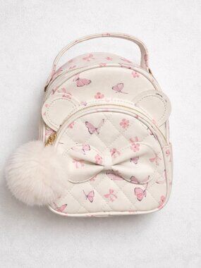 NWT Under One Sky Mini Butterfly Backpack with Bow & Pom Pom Charm